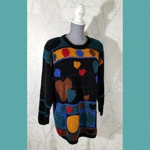 DAT Fashionwear Geometric Hearts Velour Sweater